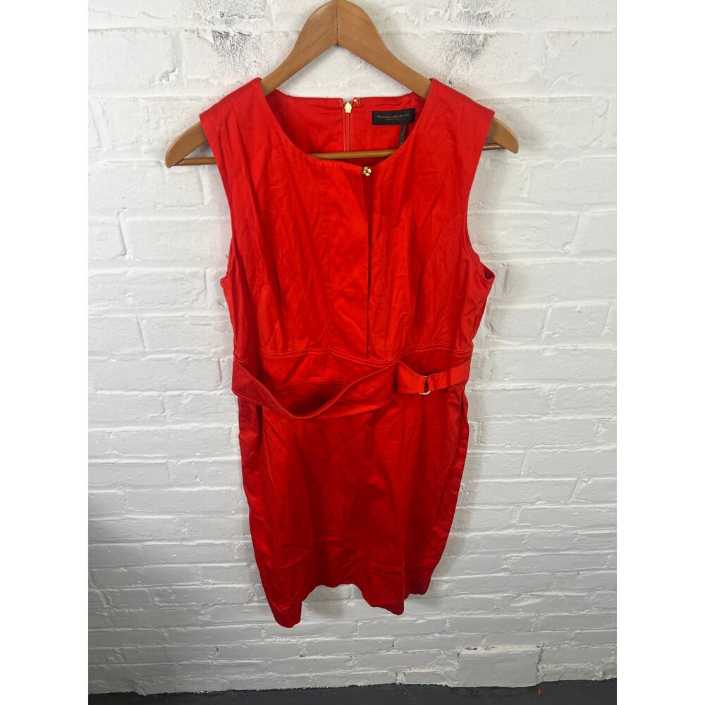 Donna Karan New York Women's Cotton Shift Mini Dress Sleeveless Red Size Medium